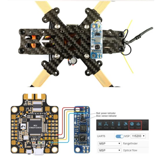 Mateksys Matek Systems OPTISCHER FLOW LIDAR SENSOR 3901-L0X INAV-Modul F4 F7 F405 Flugkontrolleur FPV Renndrohne Langstrecke